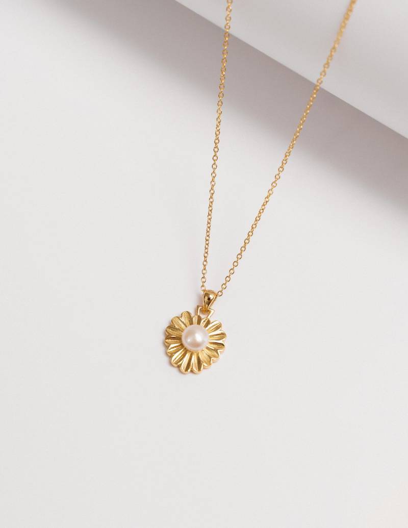 Süßwasser Perlenkette Gold Herz Anhänger, Sterling Silber von DVNEJewelryCO