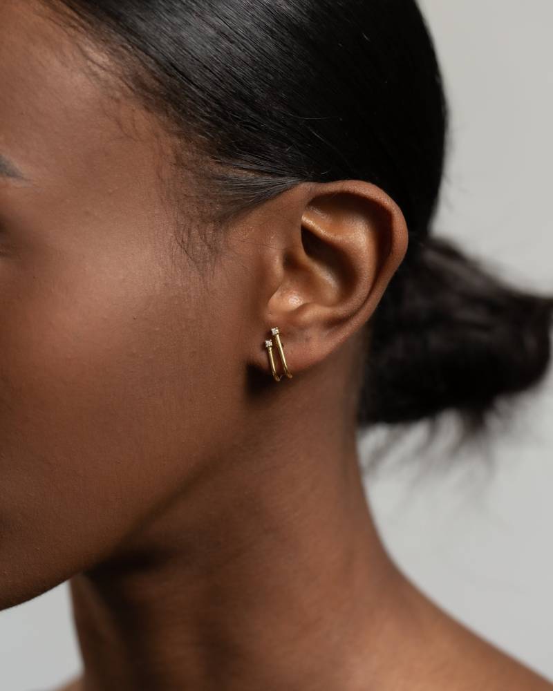 Zierliche Cz Doppel-Creolen 18K Vergoldete Sterling Silber Armspange von DVNEJewelryCO