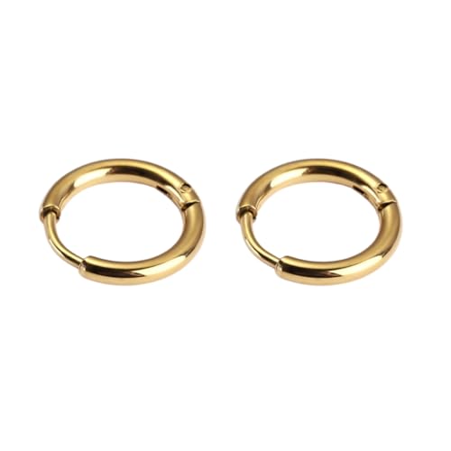 DVRK® Ohrringe Herren 2 Creolen Gold 18k mit Basis aus 316L Edelstahl - 15 mm Creolen Herren Wasser- und schweißbeständig - Schmuck für Männer von DVRK