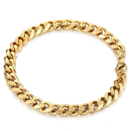 DVRK® Armband Herren Gold vergoldet mit 18k Gold Basis aus Edelstahl 316L Wasser- und Schweißbeständig - Cuban Bracelet 7 mm 21 cm - Schmuck für Männer von DVRK