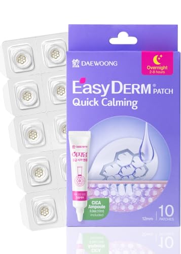 EasyDerm Quick Calming Magnesium Patches - Hydrokolloid Akne Spot Behandlung mit Teebaum & Zika, 10 Pflaster, Zit Sticker, TikTok Viral Blemish Patch von DWEasyDerm