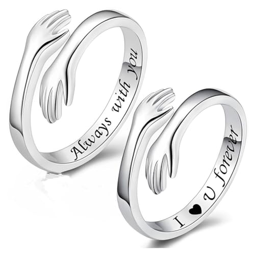 2 Artikel Komm zu meinem Arm Umarmung Silber Ring Silber Damen Verstellbar Verlobungsring Promise Ring für Damen Schmuck von DWFEYOI