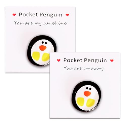 2 PCS Pocket Hug Pocket Pinguin, Mini Tier Taschen Umarmungs Pinguin Mit Ermutigend GrußKarte Kleine Trost Aufmunterung Gute Besserung Geschenke Niedlich Pinguin Spielzeug von DWFEYOI