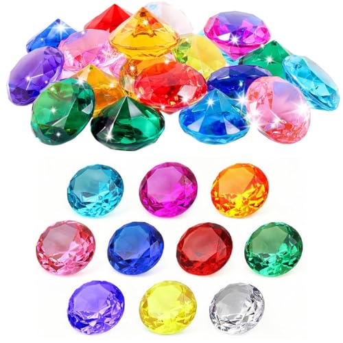 30 Stück 3 cm Kinder Diamant Acryl Edelstein Spielzeug, Piraten-Schatzsuche Füller Tauchlehrer Gefälligkeiten der Partei, Geschenk zu Geburtstags Weihnachts Kindertag von DWFEYOI