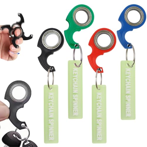 4 Stück Spinning Keychain Schlüssel Spinner Spielzeug Leuchtende Streifen Dekoration Schlüsselanhänger Ring Spielzeug für Fingertraining Geeignet Kinder und Erwachsene von DWFEYOI