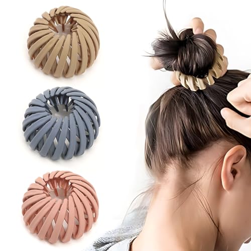 DWFEYOI Haarspangen damen,3 Stück Haarspangen für Damen, Vintage Vogelnest Haarklammern Große Haarclips Haargreifer Haar Accessoire Haarschmuck für Mädchen Damen, Einfarbig von DWFEYOI
