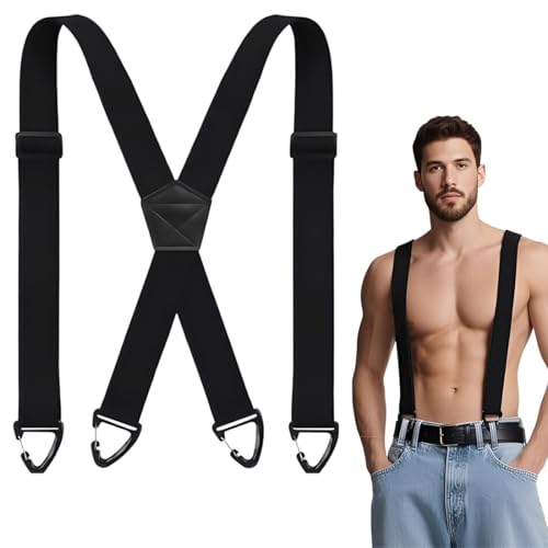 DWFEYOI Hosenträger herren extra stark,Robuste X-Hosenträger mit Kunststoff-Karabinerhaken,hosenträger herren extra stark,3.8cm Breit, Verstellbar und Unisex von DWFEYOI