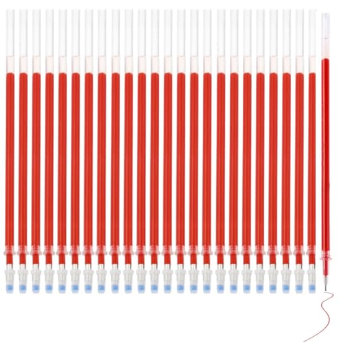 Radierbare Ersatzminen, 30 Stück Nachfüllungen 0.5mm Tintenroller Radierbar Erasable Pen Löschbarer Gelstift Gelschreiber Radierbar für Erwachsene Kinder Studenten(Rot) von DWFEYOI