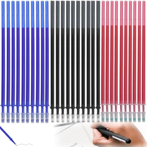 Radierbare Ersatzminen, 30 Stück Nachfüllungen 0.5mm Tintenroller Radierbar Erasable Pen Löschbarer Gelstift Gelschreiber Radierbar für Erwachsene Kinder Studenten(Rot, Blau, Lila) von DWFEYOI