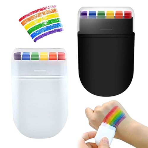 Schminkstift, 2 Stück Regenbogen Kinderschminke Stifte, Bodypainting Farben Gesichtsfarben Rainbow Gesicht Schminke für Kostüm Karneval Mottoparty, Regenbogen Deko für Pride Party von DWFEYOI
