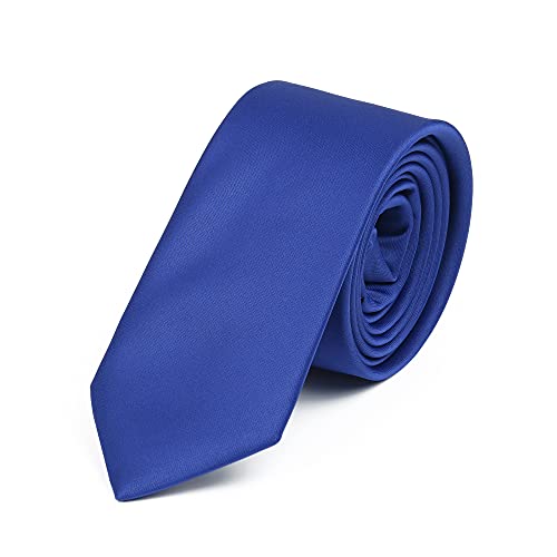 DWOY Herren Krawatte Solid Color Satin Schmale Herren Krawatte 6 cm (Blau) von DWOY