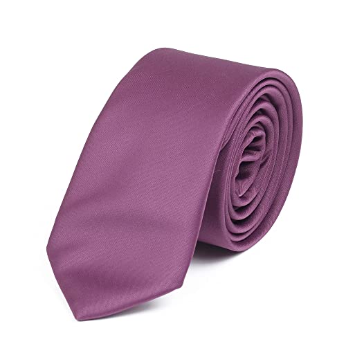 DWOY Herren Krawatte Solid Color Satin Schmale Herren Krawatte 6 cm (Violett) von DWOY