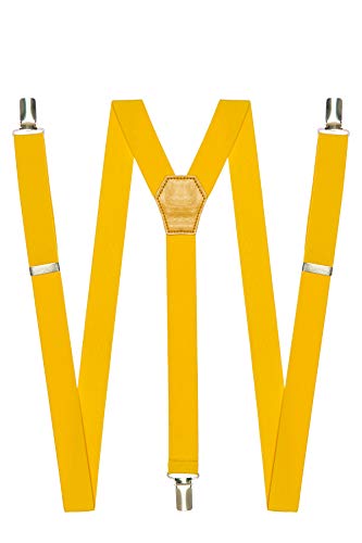 DWOY Hosenträger 25mm breit Y Form mit 3 stabilen Clips (Gelb) von DWOY