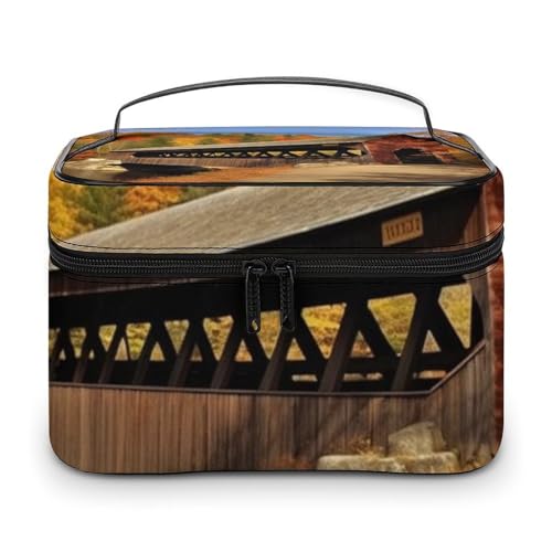 DWTJKMS Albany Make-up-Tasche mit verdeckter Brücke, Kosmetik-Organizer, große tragbare Kapazität, Make-up-Tasche, Damen, Reise-Kulturbeutel mit Griff und Trennwand von DWTJKMS