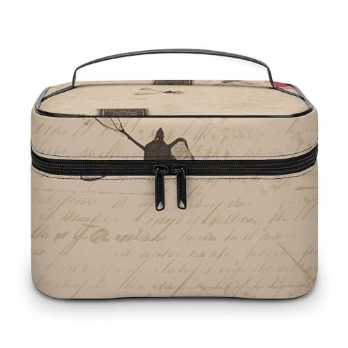 DWTJKMS Altmodische Make-up-Tasche, Kosmetik-Organizer, große tragbare Kapazität, Make-up-Tasche, Damen, Reise-Kulturbeutel mit Griff und Trennwand von DWTJKMS