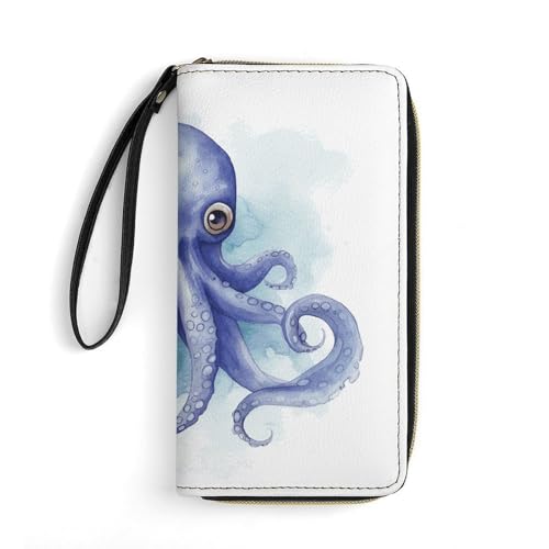 DWTJKMS Blaue kleine Oktopus-Geldbörse, lang, schmal, PU-Leder, für Männer und Frauen, minimalistische Geldbörse mit Kartenfächern, weiß, 19,7 x 10,5 cm, weiß, 19.7x10.5cm DWTJKMS Blaue kleine Oktopus-Geldbörse, lang, schmal, PU-Leder, für Männer und Frauen, minimalistische Geldbörse mit Kartenfächern, weiß, 19,7 x 10,5 cm, weiß, 19.7x10.5cm von DWTJKMS