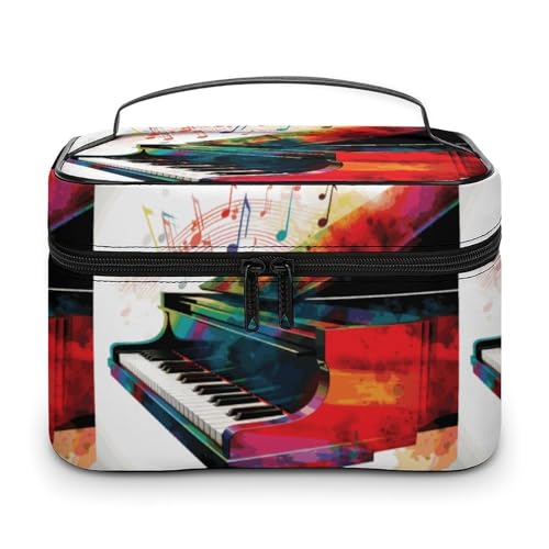DWTJKMS Bunte Make-up-Tasche mit Klaviertastatur, Musik-Make-up-Tasche, große tragbare Kapazität, Make-up-Tasche, für Damen, Reise-Kulturbeutel mit Griff und Trennwand DWTJKMS Bunte Make-up-Tasche mit Klaviertastatur, Musik-Make-up-Tasche, große tragbare Kapazität, Make-up-Tasche, für Damen, Reise-Kulturbeutel mit Griff und Trennwand von DWTJKMS