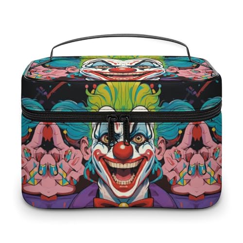 DWTJKMS Clowns Make-up-Tasche, Kosmetik-Organizer, große tragbare Kapazität, Make-up-Tasche für Damen, Reise-Kulturbeutel mit Griff und Trennwand von DWTJKMS