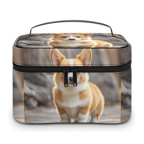 DWTJKMS Corgi Make-up-Tasche für Hunde, Kosmetik-Organizer, große tragbare Kapazität, Make-up-Tasche, für Damen, Reise-Kulturbeutel mit Griff und Trennwand DWTJKMS Corgi Make-up-Tasche für Hunde, Kosmetik-Organizer, große tragbare Kapazität, Make-up-Tasche, für Damen, Reise-Kulturbeutel mit Griff und Trennwand von DWTJKMS