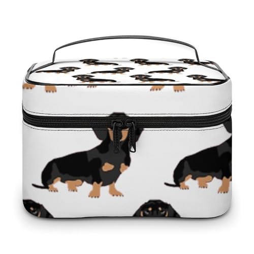 DWTJKMS Dackel-Weiner Make-up-Tasche für Haustiere, Kosmetik-Organizer, große tragbare Kapazität, Make-up-Tasche für Damen, Reise-Kulturbeutel mit Griff und Trennwand DWTJKMS Dackel-Weiner Make-up-Tasche für Haustiere, Kosmetik-Organizer, große tragbare Kapazität, Make-up-Tasche für Damen, Reise-Kulturbeutel mit Griff und Trennwand von DWTJKMS