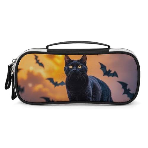 DWTJKMS Die schwarze Katze geht auf dem Dach, Leder-Make-up-Tasche, tragbar, klein, Kosmetik-Organizer, wasserdicht, Kulturbeutel, Pinsel, Bleistifte und Reise-Make-up-Zubehör DWTJKMS Die schwarze Katze geht auf dem Dach, Leder-Make-up-Tasche, tragbar, klein, Kosmetik-Organizer, wasserdicht, Kulturbeutel, Pinsel, Bleistifte und Reise-Make-up-Zubehör von DWTJKMS