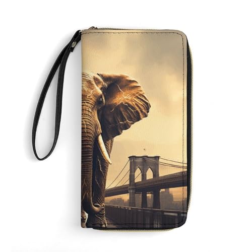 DWTJKMS Elephant On A Bridge Lange Geldbörse, schlanke Brieftasche aus PU-Leder, für Männer und Frauen, minimalistische Geldbörse mit Kartenfächern, weiß, 19,7 x 10,5 cm, weiß, 19.7x10.5cm DWTJKMS Elephant On A Bridge Lange Geldbörse, schlanke Brieftasche aus PU-Leder, für Männer und Frauen, minimalistische Geldbörse mit Kartenfächern, weiß, 19,7 x 10,5 cm, weiß, 19.7x10.5cm von DWTJKMS