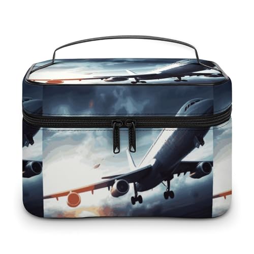 DWTJKMS Flugzeug-Make-up-Tasche, Kosmetik-Organizer, große tragbare Kapazität, Make-up-Tasche, Damen, Reise-Kulturbeutel mit Griff und Trennwand DWTJKMS Flugzeug-Make-up-Tasche, Kosmetik-Organizer, große tragbare Kapazität, Make-up-Tasche, Damen, Reise-Kulturbeutel mit Griff und Trennwand von DWTJKMS