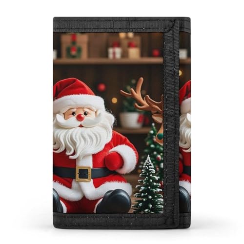 DWTJKMS Geldbörse mit Weihnachtsmann-Puppe, Rentier-Modell, minimalistisch, schmal, dreifach gefaltet, modern, modisch, Diebstahlschutz, für Karten und Bargeld DWTJKMS Geldbörse mit Weihnachtsmann-Puppe, Rentier-Modell, minimalistisch, schmal, dreifach gefaltet, modern, modisch, Diebstahlschutz, für Karten und Bargeld von DWTJKMS