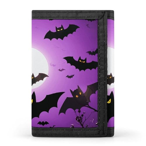 DWTJKMS Halloween-Geldbörse mit fliegenden Fledermäusern, minimalistisch, schmal, dreifach gefaltet, modern, modisch, Diebstahlschutz, für Karten und Bargeld DWTJKMS Halloween-Geldbörse mit fliegenden Fledermäusern, minimalistisch, schmal, dreifach gefaltet, modern, modisch, Diebstahlschutz, für Karten und Bargeld von DWTJKMS