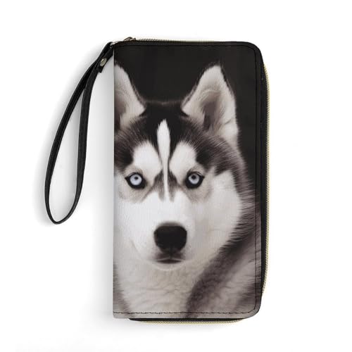 DWTJKMS Husky Hunde-Geldbörse, lang, schmal, PU-Leder, für Männer und Frauen, minimalistische Geldbörse mit Kartenfächern, weiß, 19,7 x 10,5 cm, weiß, 19.7x10.5cm DWTJKMS Husky Hunde-Geldbörse, lang, schmal, PU-Leder, für Männer und Frauen, minimalistische Geldbörse mit Kartenfächern, weiß, 19,7 x 10,5 cm, weiß, 19.7x10.5cm von DWTJKMS