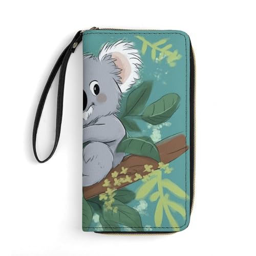 DWTJKMS Koala Vine Cartoon-Geldbörse, lang, schmal, PU-Leder, für Damen und Herren, minimalistische Geldbörse mit Kartenfächern, weiß, 19,7 x 10,5 cm, weiß, 19.7x10.5cm DWTJKMS Koala Vine Cartoon-Geldbörse, lang, schmal, PU-Leder, für Damen und Herren, minimalistische Geldbörse mit Kartenfächern, weiß, 19,7 x 10,5 cm, weiß, 19.7x10.5cm von DWTJKMS