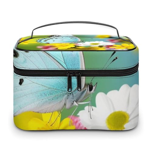 DWTJKMS Kosmetiktasche mit Federschmetterlingen, große tragbare Kapazität, Make-up-Tasche für Damen, Reise-Kulturbeutel mit Griff und Trennwand DWTJKMS Kosmetiktasche mit Federschmetterlingen, große tragbare Kapazität, Make-up-Tasche für Damen, Reise-Kulturbeutel mit Griff und Trennwand von DWTJKMS