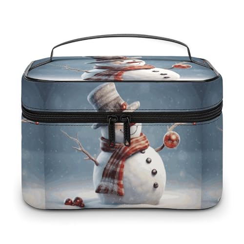 DWTJKMS Kosmetiktasche mit lustigem Schneemann, große tragbare Kapazität, Make-up-Tasche, Kulturbeutel für Damen, Reise-Kulturbeutel mit Griff und Trennwand DWTJKMS Kosmetiktasche mit lustigem Schneemann, große tragbare Kapazität, Make-up-Tasche, Kulturbeutel für Damen, Reise-Kulturbeutel mit Griff und Trennwand von DWTJKMS