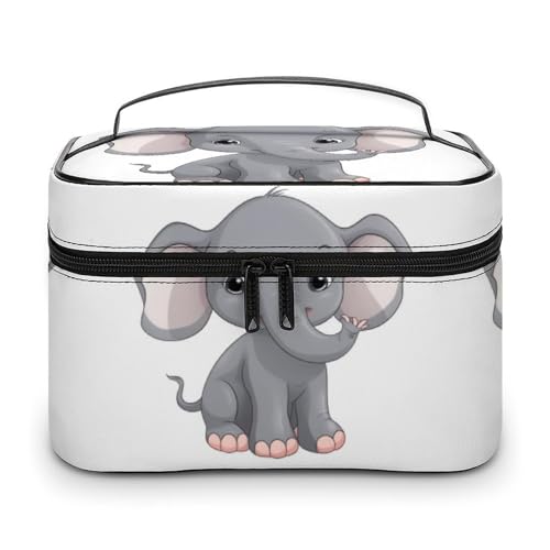 DWTJKMS Kosmetiktasche mit niedlichem Cartoon-Elefant, große tragbare Kapazität, Make-up-Tasche, für Damen, Reise-Kulturbeutel mit Griff und Trennwand DWTJKMS Kosmetiktasche mit niedlichem Cartoon-Elefant, große tragbare Kapazität, Make-up-Tasche, für Damen, Reise-Kulturbeutel mit Griff und Trennwand von DWTJKMS