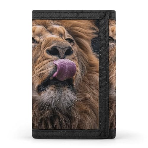 DWTJKMS Lion Sticks Out Zungengeldbörse, minimalistisch, für Herren, schlank, dreifach gefaltet, modern, modisch, Anti-Diebstahl-Geldbörse, hält Karten und Bargeld DWTJKMS Lion Sticks Out Zungengeldbörse, minimalistisch, für Herren, schlank, dreifach gefaltet, modern, modisch, Anti-Diebstahl-Geldbörse, hält Karten und Bargeld von DWTJKMS