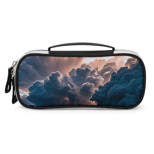 DWTJKMS Magnificent Rainstorm Cloud Make-up-Tasche, Leder, tragbar, klein, Kosmetik-Organizer, wasserdicht, Kulturbeutel, Pinsel, Bleistifte und Reise-Make-up-Zubehör von DWTJKMS
