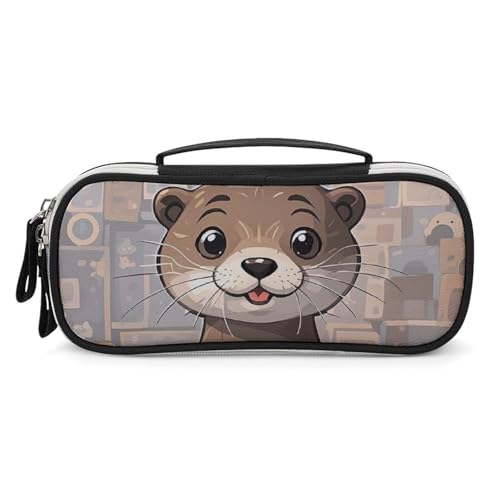 DWTJKMS Make-up-Tasche aus Leder mit niedlichem Cartoon-Motiv, tragbar, klein, Kosmetik-Organizer, wasserdicht, Kulturbeutel, Pinsel, Bleistifte und Reise-Make-up-Zubehör von DWTJKMS