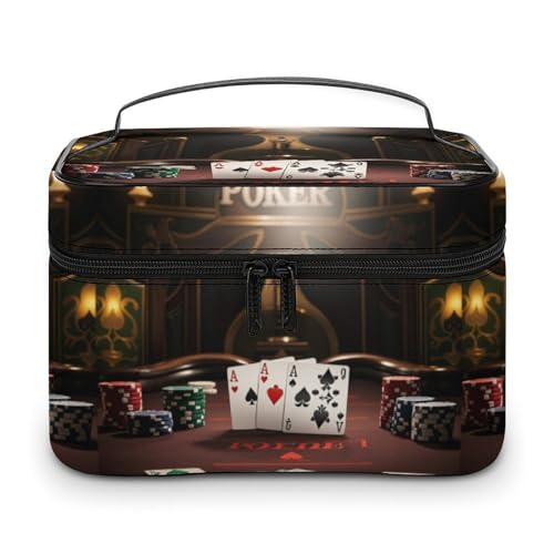 DWTJKMS Make-up-Tasche für Pokerturniere, Kosmetik-Organizer, große tragbare Kapazität, Make-up-Tasche, Damen, Reise-Kulturbeutel mit Griff und Trennwand DWTJKMS Make-up-Tasche für Pokerturniere, Kosmetik-Organizer, große tragbare Kapazität, Make-up-Tasche, Damen, Reise-Kulturbeutel mit Griff und Trennwand von DWTJKMS