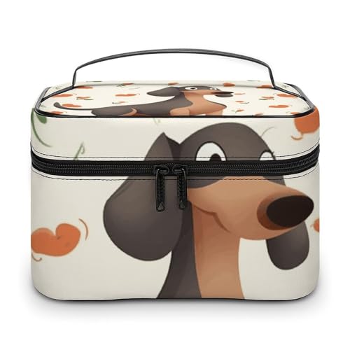DWTJKMS Make-up-Tasche mit Aufschrift "I Love My Dog", Dackel, Kosmetik-Organizer, große Kapazität, Make-up-Tasche, für Damen, Reise-Kulturbeutel mit Griff und Trennwand DWTJKMS Make-up-Tasche mit Aufschrift "I Love My Dog", Dackel, Kosmetik-Organizer, große Kapazität, Make-up-Tasche, für Damen, Reise-Kulturbeutel mit Griff und Trennwand von DWTJKMS