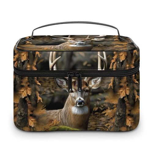 DWTJKMS Make-up-Tasche mit Camouflage-Hirsch-Design, große tragbare Kapazität, Make-up-Tasche, für Damen, Reise-Kulturbeutel mit Griff und Trennwand DWTJKMS Make-up-Tasche mit Camouflage-Hirsch-Design, große tragbare Kapazität, Make-up-Tasche, für Damen, Reise-Kulturbeutel mit Griff und Trennwand von DWTJKMS