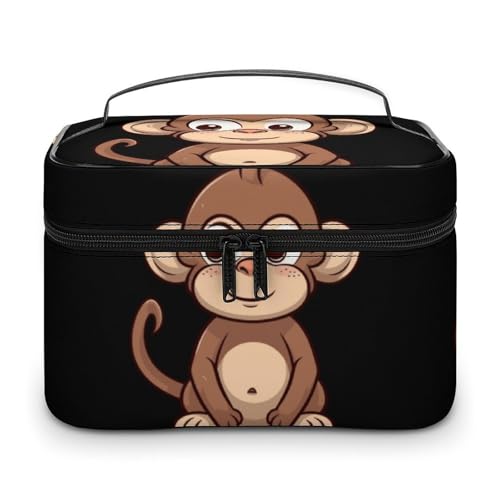 DWTJKMS Make-up-Tasche mit Cartoon-Affe, Kosmetik-Organizer, große tragbare Kapazität, Make-up-Tasche, für Damen, Reise-Kulturbeutel mit Griff und Trennwand DWTJKMS Make-up-Tasche mit Cartoon-Affe, Kosmetik-Organizer, große tragbare Kapazität, Make-up-Tasche, für Damen, Reise-Kulturbeutel mit Griff und Trennwand von DWTJKMS