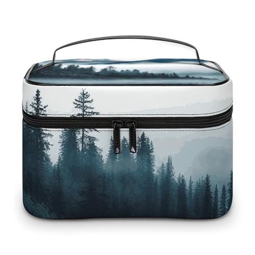 DWTJKMS Make-up-Tasche mit Griff und Trennwand, Motiv: Nebelgebirge, Landschaft, Kosmetiktasche, große tragbare Kapazität, Make-up-Tasche, für Damen, Reise-Kulturbeutel von DWTJKMS