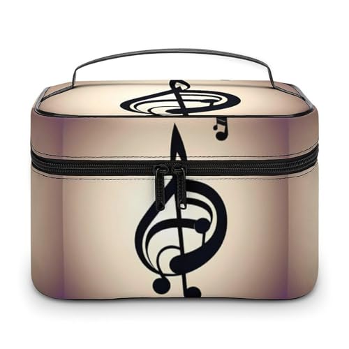 DWTJKMS Make-up-Tasche mit Musiknoten-Aufdruck, Kosmetik-Organizer, große tragbare Kapazität, Make-up-Tasche für Damen, Reise-Kulturbeutel mit Griff und Trennwand von DWTJKMS