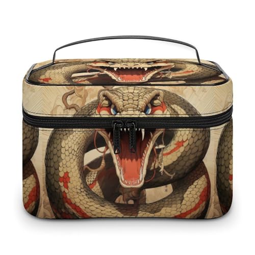 DWTJKMS Make-up-Tasche mit Schlangenmotiv, Kosmetik-Organizer, große Kapazität, Make-up-Tasche, für Damen, Reise-Kulturbeutel mit Griff und Trennwand DWTJKMS Make-up-Tasche mit Schlangenmotiv, Kosmetik-Organizer, große Kapazität, Make-up-Tasche, für Damen, Reise-Kulturbeutel mit Griff und Trennwand von DWTJKMS