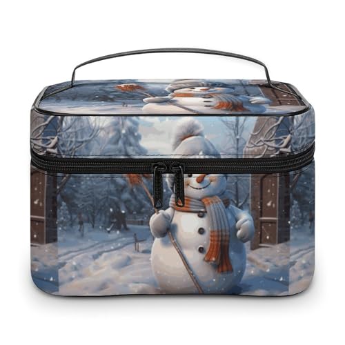 DWTJKMS Make-up-Tasche mit Schneemann, Kosmetik-Organizer, große Kapazität, Make-up-Tasche, Reise-Kulturbeutel mit Griff und Trennwand DWTJKMS Make-up-Tasche mit Schneemann, Kosmetik-Organizer, große Kapazität, Make-up-Tasche, Reise-Kulturbeutel mit Griff und Trennwand von DWTJKMS