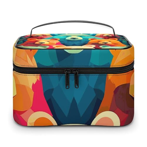 DWTJKMS Make-up-Tasche mit bunten Bären, Kosmetik-Organizer, große tragbare Kapazität, Make-up-Tasche für Damen, Reise-Kulturbeutel mit Griff und Trennwand DWTJKMS Make-up-Tasche mit bunten Bären, Kosmetik-Organizer, große tragbare Kapazität, Make-up-Tasche für Damen, Reise-Kulturbeutel mit Griff und Trennwand von DWTJKMS