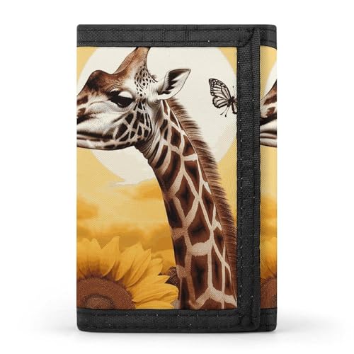 DWTJKMS Minimalistische Herren-Geldbörse mit Giraffen- und Sonnenblumen-Motiv, schmal, dreifach gefaltet, modern, modisch, Diebstahlschutz, für Karten und Bargeld DWTJKMS Minimalistische Herren-Geldbörse mit Giraffen- und Sonnenblumen-Motiv, schmal, dreifach gefaltet, modern, modisch, Diebstahlschutz, für Karten und Bargeld von DWTJKMS
