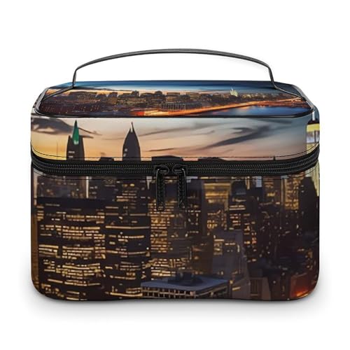 DWTJKMS New York City Scenery Make-up-Tasche, Kosmetik-Organizer, große tragbare Kapazität, Make-up-Tasche, Damen, Reise-Kulturbeutel mit Griff und Trennwand DWTJKMS New York City Scenery Make-up-Tasche, Kosmetik-Organizer, große tragbare Kapazität, Make-up-Tasche, Damen, Reise-Kulturbeutel mit Griff und Trennwand von DWTJKMS