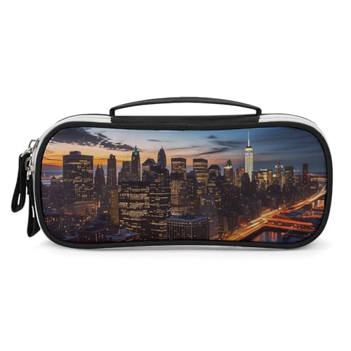 DWTJKMS New York City Scenery Make-up-Tasche, Leder, tragbar, klein, Kosmetik-Organizer, wasserdicht, Kulturbeutel, Pinsel, Bleistifte und Reise-Make-up-Zubehör DWTJKMS New York City Scenery Make-up-Tasche, Leder, tragbar, klein, Kosmetik-Organizer, wasserdicht, Kulturbeutel, Pinsel, Bleistifte und Reise-Make-up-Zubehör von DWTJKMS