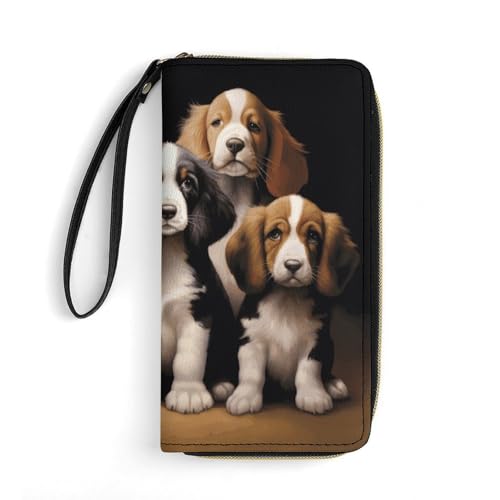 DWTJKMS Niedliche Hunde, lange Geldbörse, schmal, PU-Leder, für Männer und Frauen, minimalistische Geldbörse mit Kartenfächern, weiß, 19,7 x 10,5 cm, weiß, 19.7x10.5cm DWTJKMS Niedliche Hunde, lange Geldbörse, schmal, PU-Leder, für Männer und Frauen, minimalistische Geldbörse mit Kartenfächern, weiß, 19,7 x 10,5 cm, weiß, 19.7x10.5cm von DWTJKMS